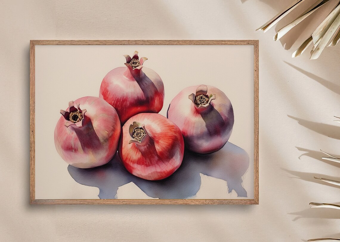 Pomegranate Watercolor Print, Farmhouse Kitchen Art - Image 2