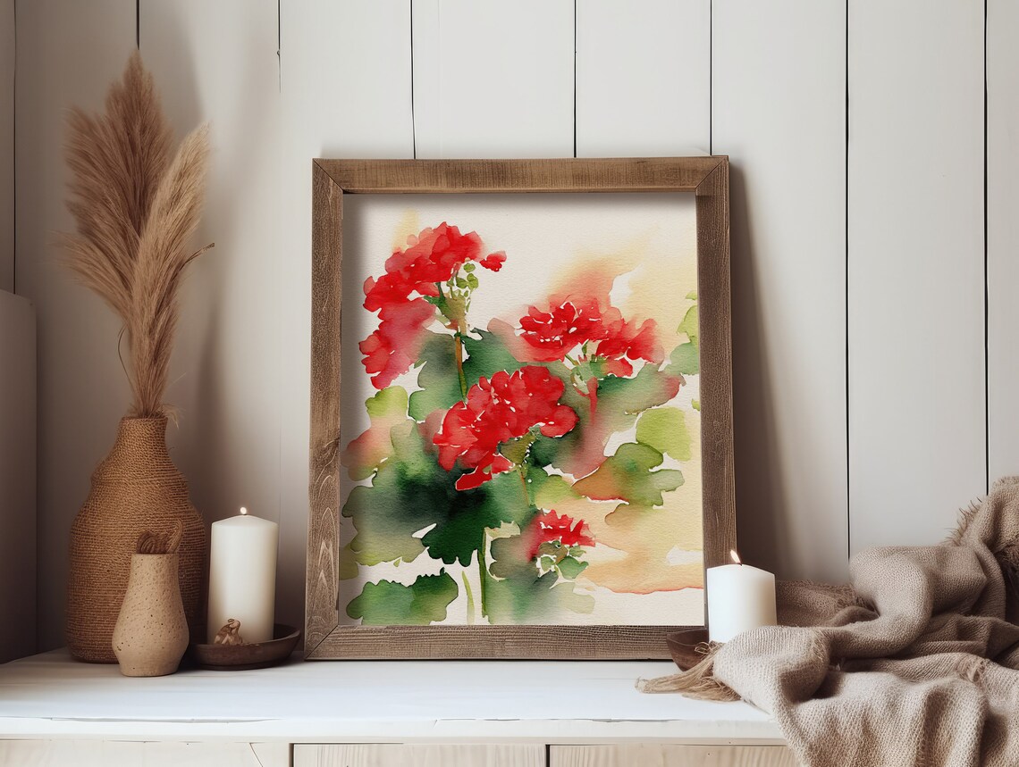 Geranium Botanical Watercolor Flowers Art Print - Image 4