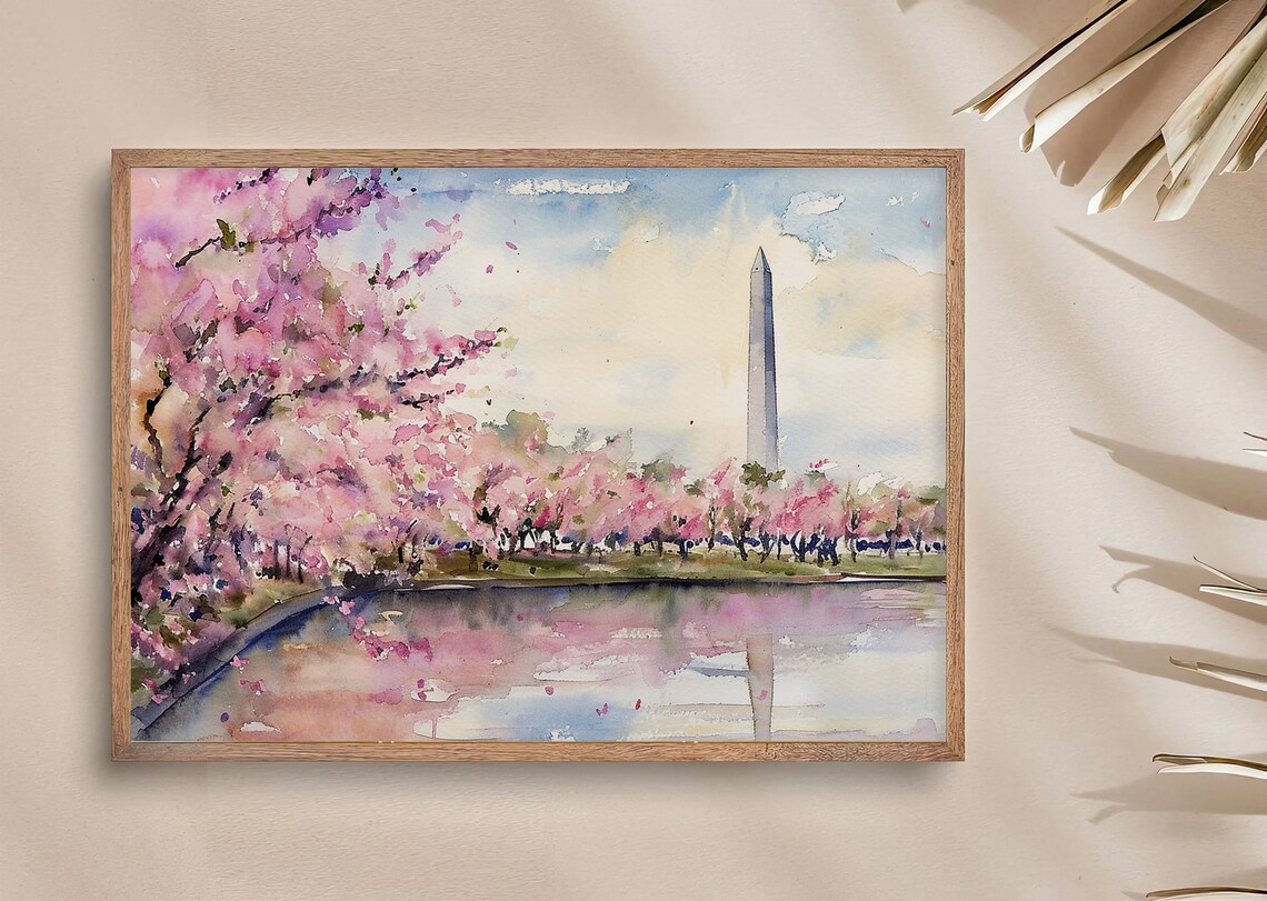 Washington Monument Painting Watercolor Art Print - Image 4
