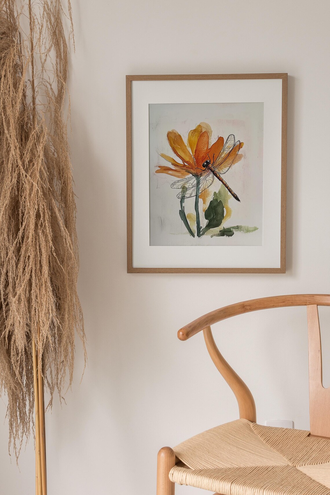 Dragonfly Watercolor Wildflower Meadow Art Print - Image 2