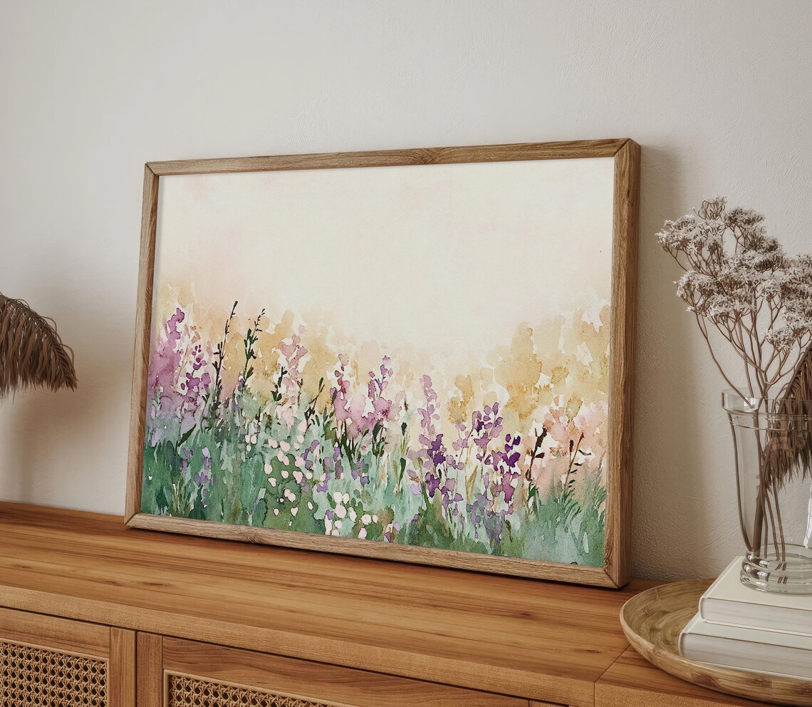 Lavender Wildflower Meadow Pastel Purple Watercolor Floral Poster - Image 4