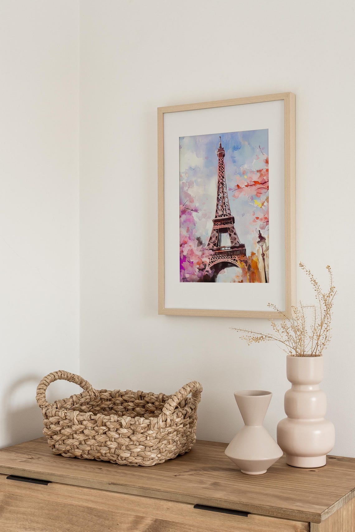 Paris Eiffel Tower Spring Blossom Watercolor Landmark Poster - Image 3