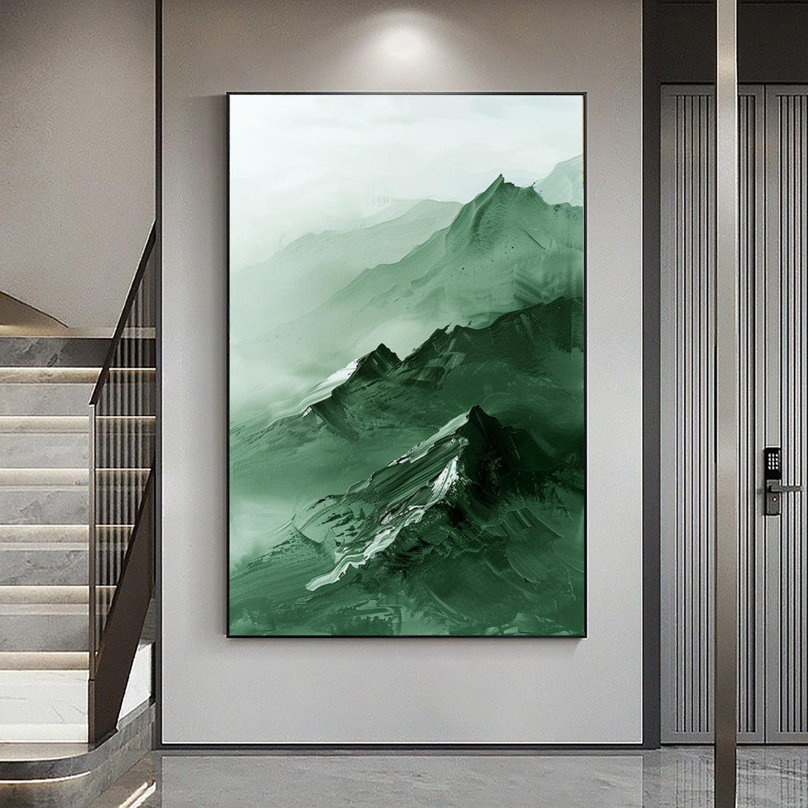 Original Green Texture Wall Painting Large Green 3d Texture Mountain Original Landscape Painting Green Mountain Painting Home Decoration - Image 2