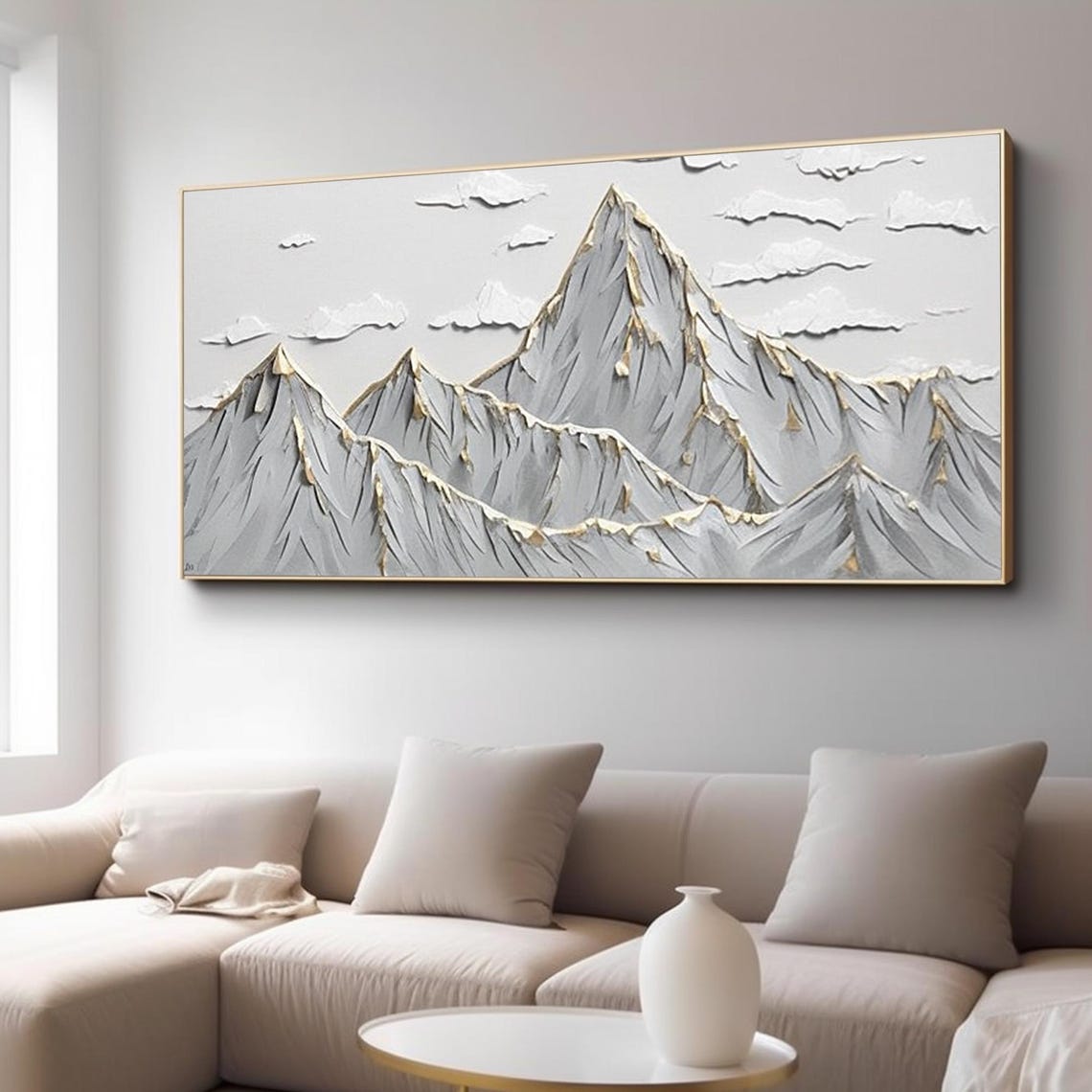 Original Baishan Painting Abstract Hand Painted 3d Mountains Painting Golden Snow Mountain Painting Wall Decoration Art Decoration - Image 2