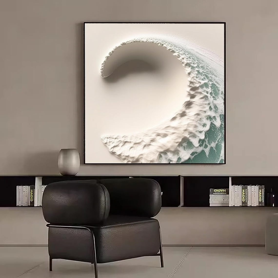 White Breaking Wave Sea Foam Green Water Abstract Art Poster - Image 4