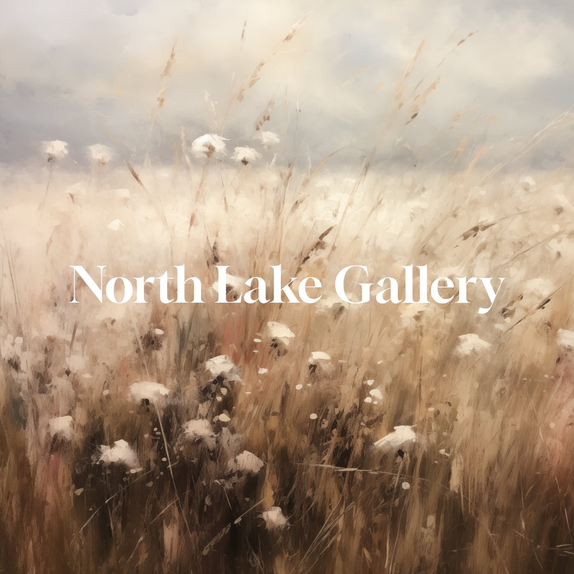 Windblown Meadow White Wildflowers Golden Grass Landscape Poster - Image 4
