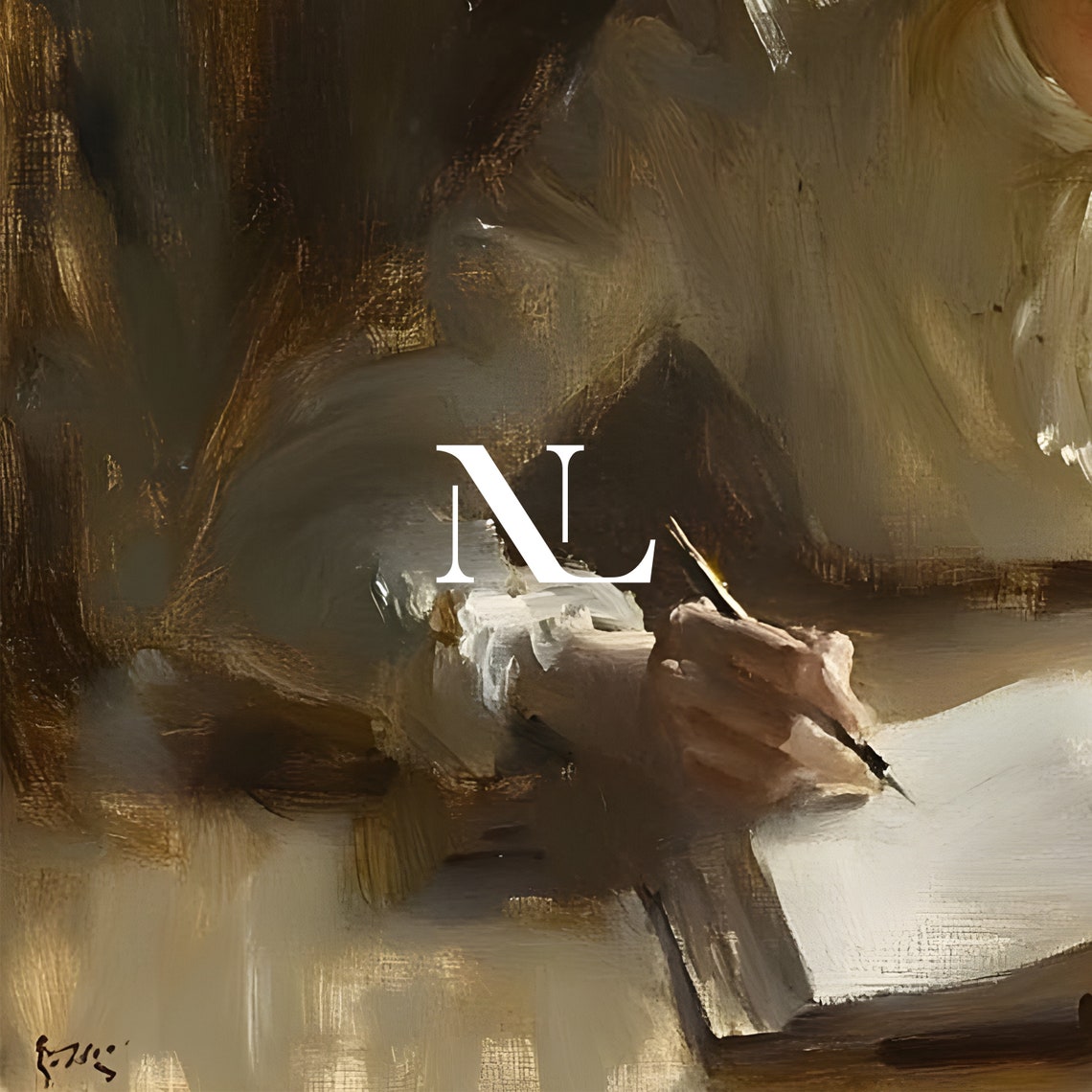 Woman Writing In Journal By Lamplight Victorian Study Painting Poster - Image 6
