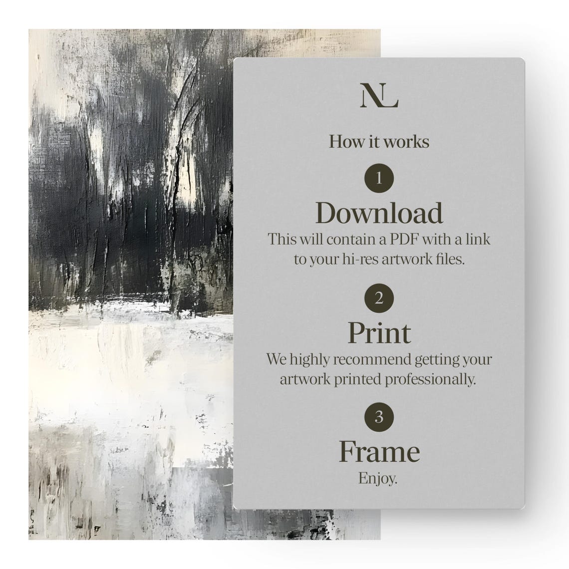Abstract Snowy Field Dark Trees Muted Monochrome Winter Poster - Image 5