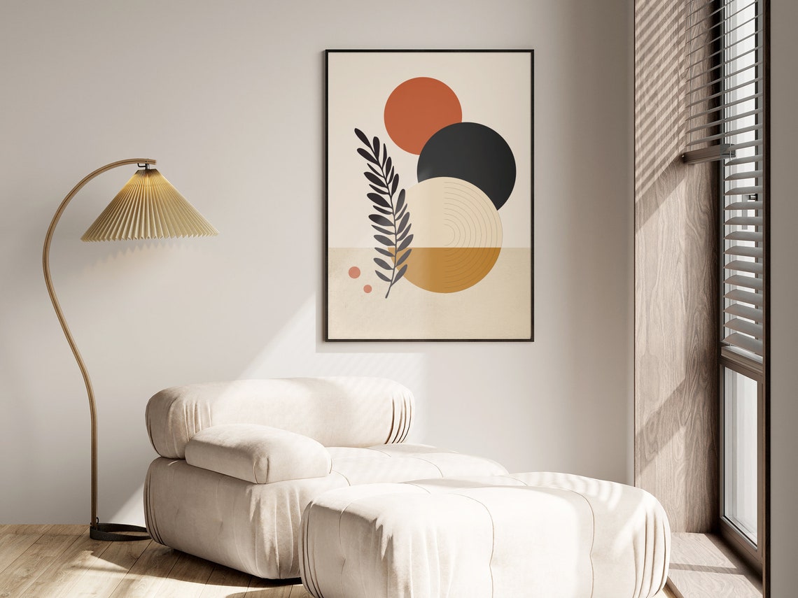 Geometric Circles Terracotta Black Abstract Mid Century Shapes Poster - Image 2