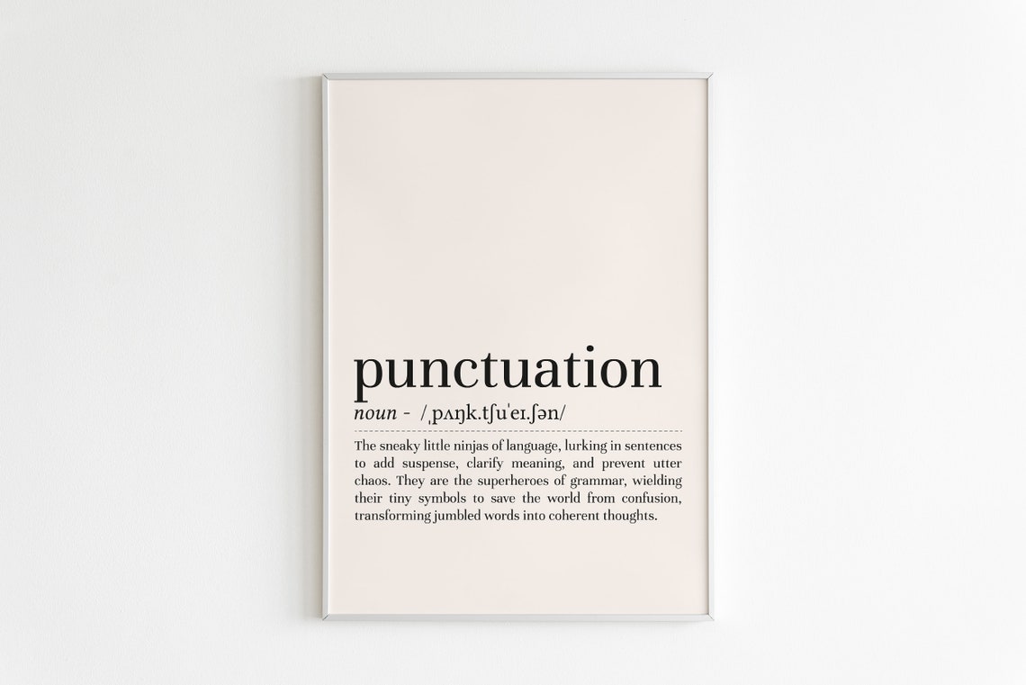 Punctuation Definition Grammar Nerd Funny Dictionary Style Poster