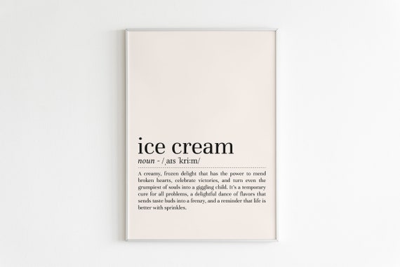 Ice Cream Definition Minimalist Art Print