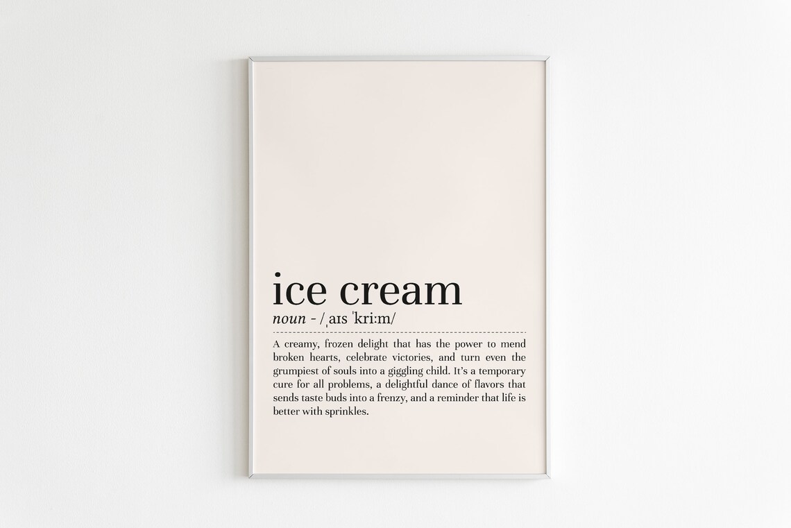 Ice Cream Definition Minimalist Art Print