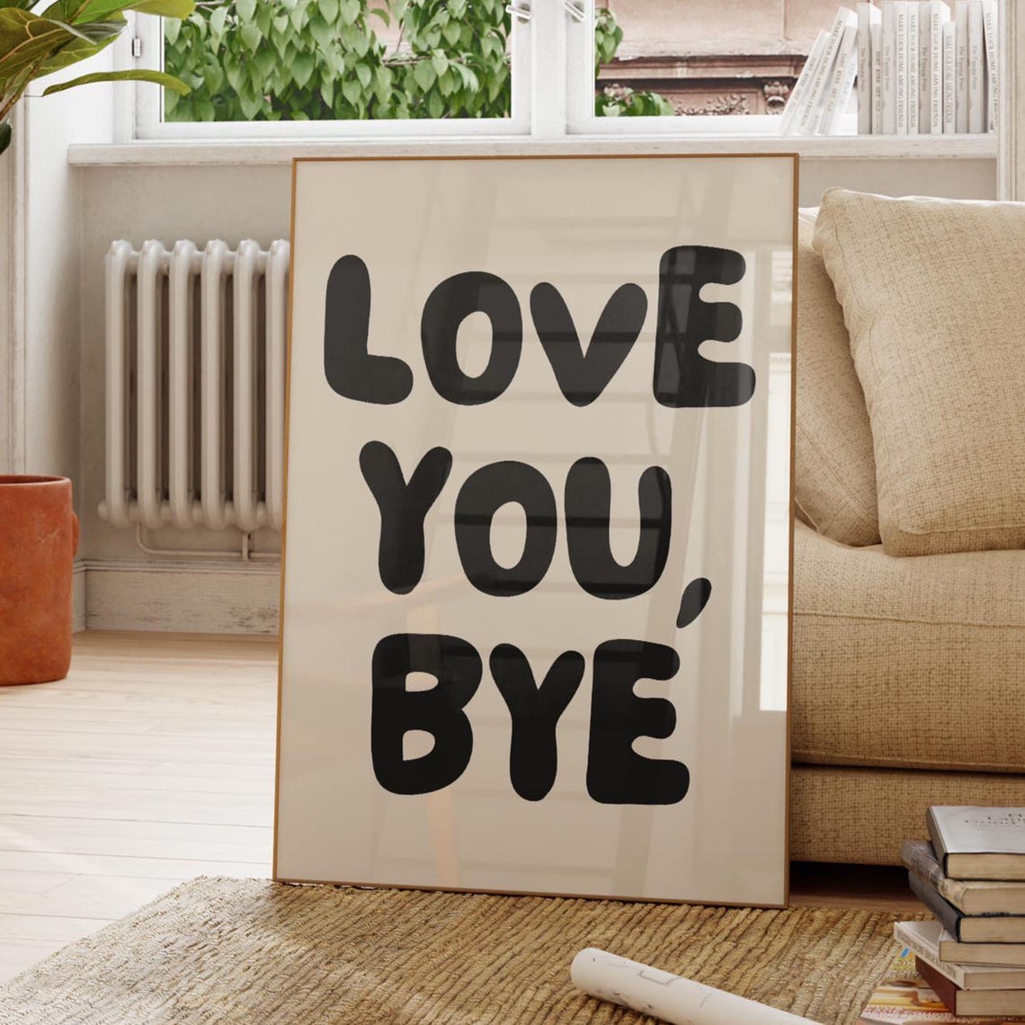 Love You Bye Black Bubble Letters Cute Trendy Typography Poster