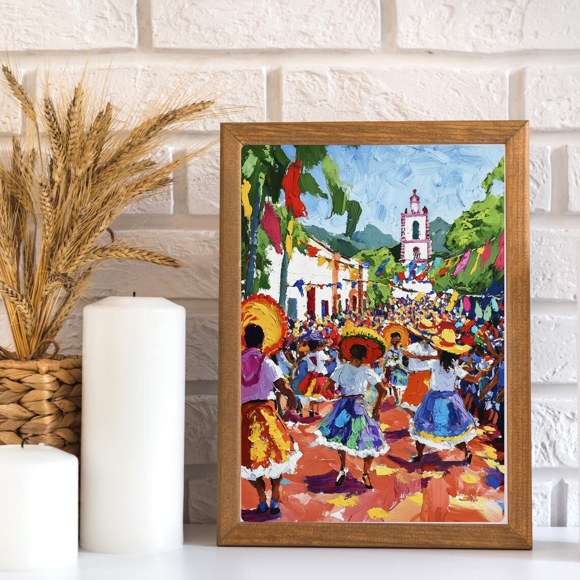 Guelaguetza Festival Oaxaca Traditional Dancers Parade Painting Poster - Image 3