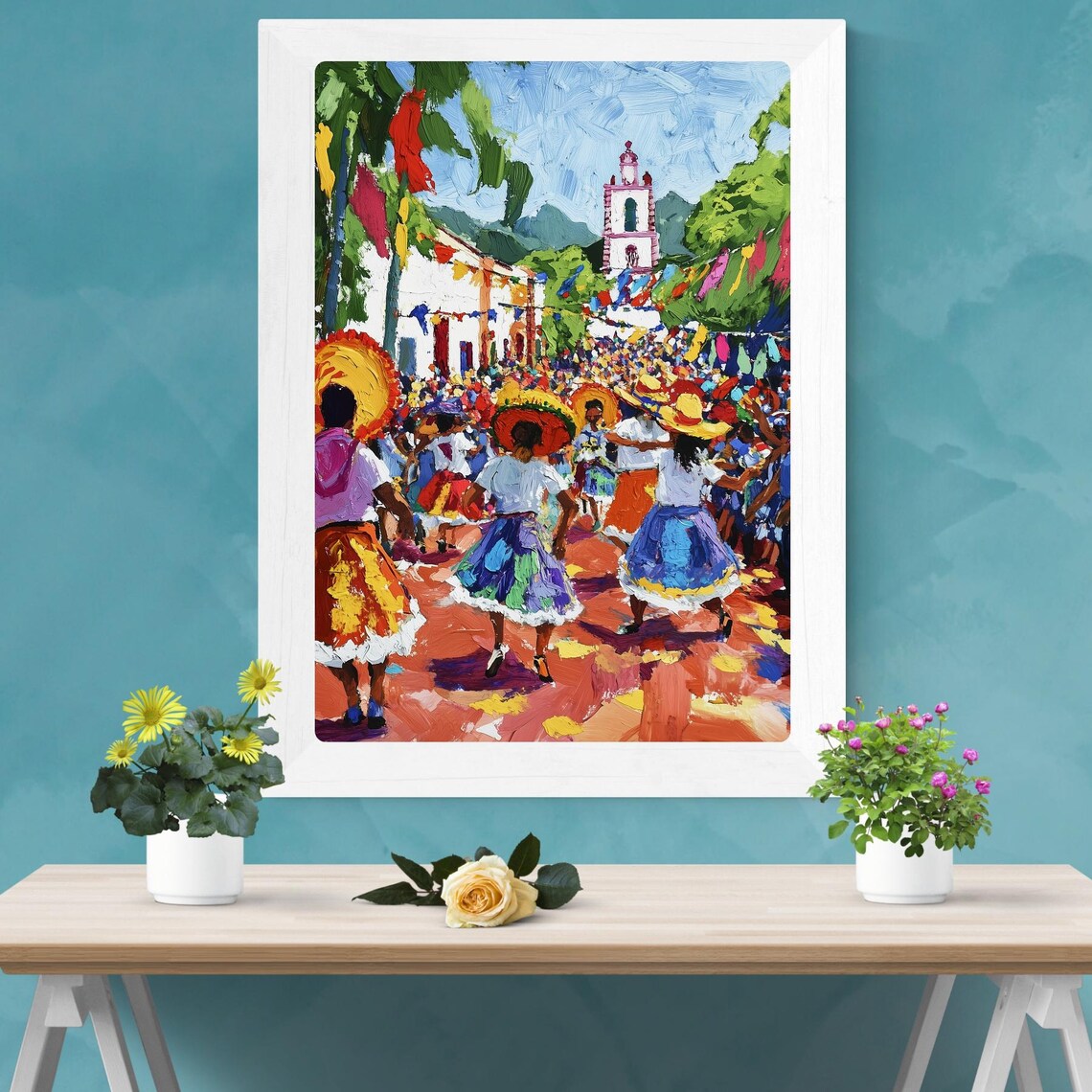 Guelaguetza Festival Oaxaca Traditional Dancers Parade Painting Poster - Image 2
