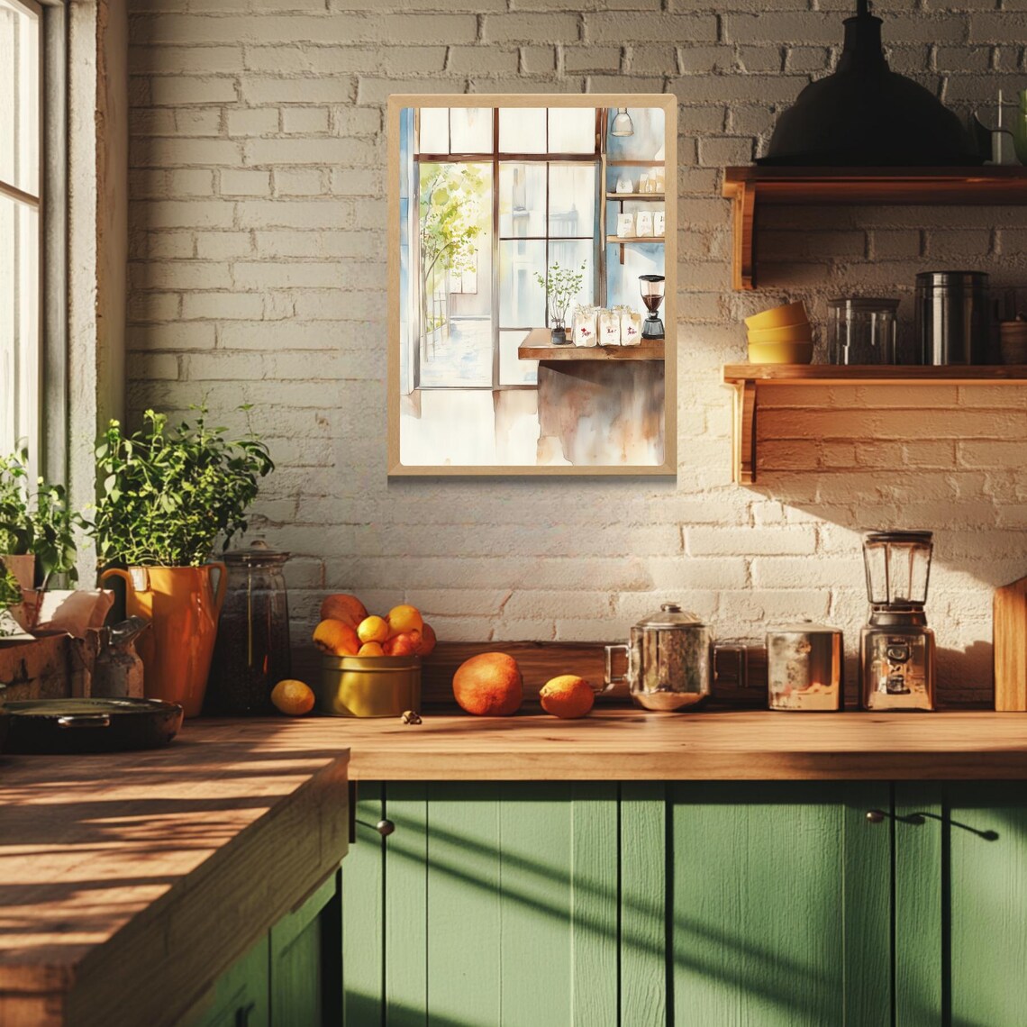 Minimalist Kyoto Coffee Roastery Interior in Morning Light Poster - Image 3