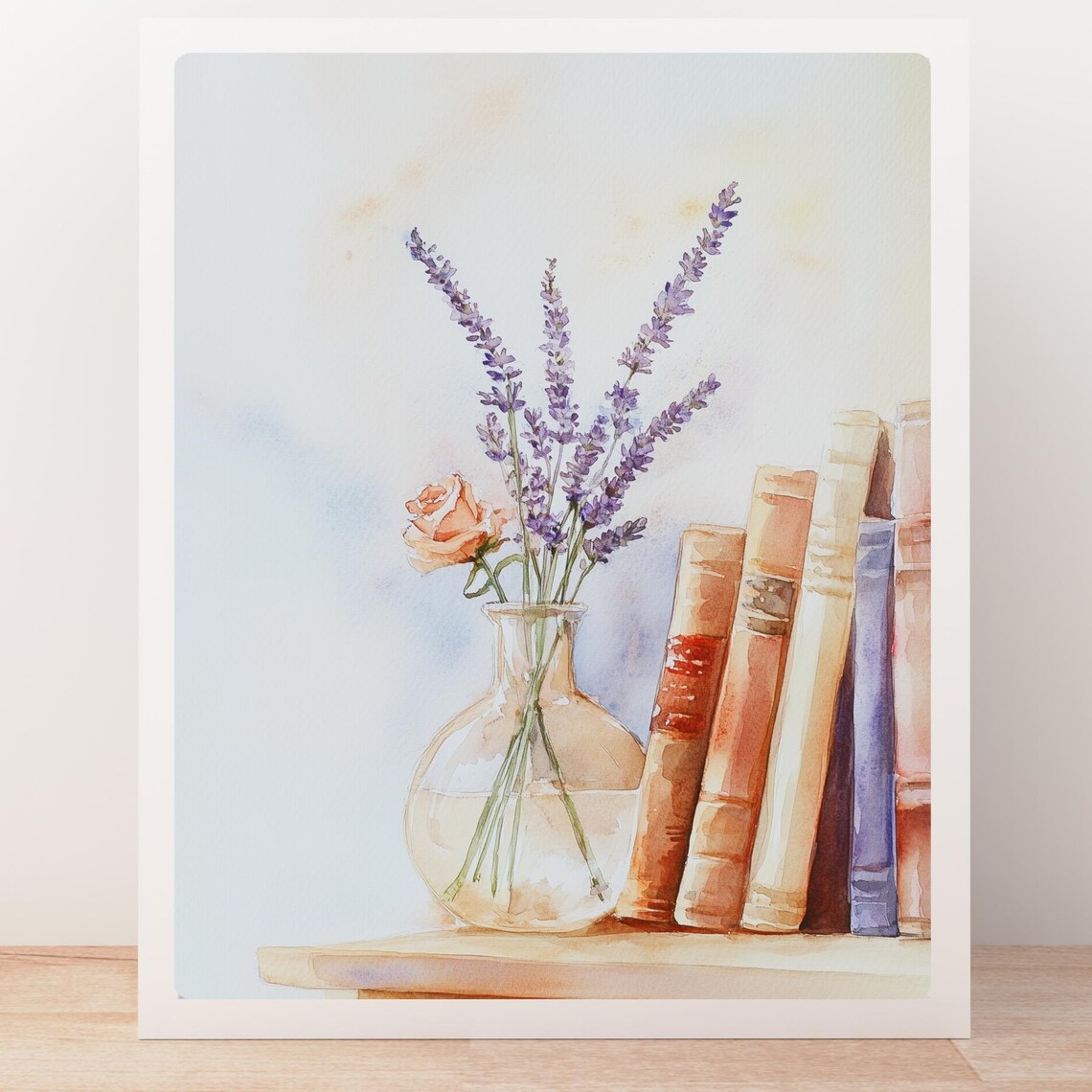 Minimalist Floral Books, Watercolor Art Print - Image 5
