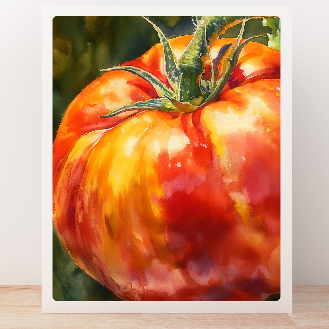 Heirloom Tomato Close Up Glowing Vine Ripened Watercolor Poster - Image 6