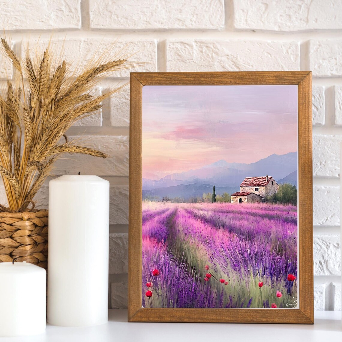 Provence Lavender Field Farmhouse at Sunset France Travel Poster - Image 3