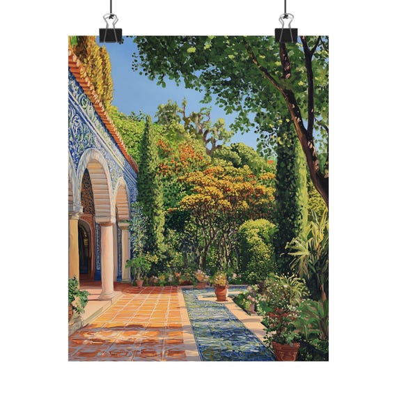 Palace Of Sintra Art Portuguese Garden Print Moorish Architecture Mediterranean Courtyard Azulejo Tile Art Palace Garden