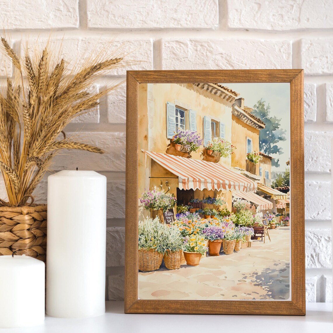 Provence Flower Shop Watercolor French Village Street Market Poster - Image 2