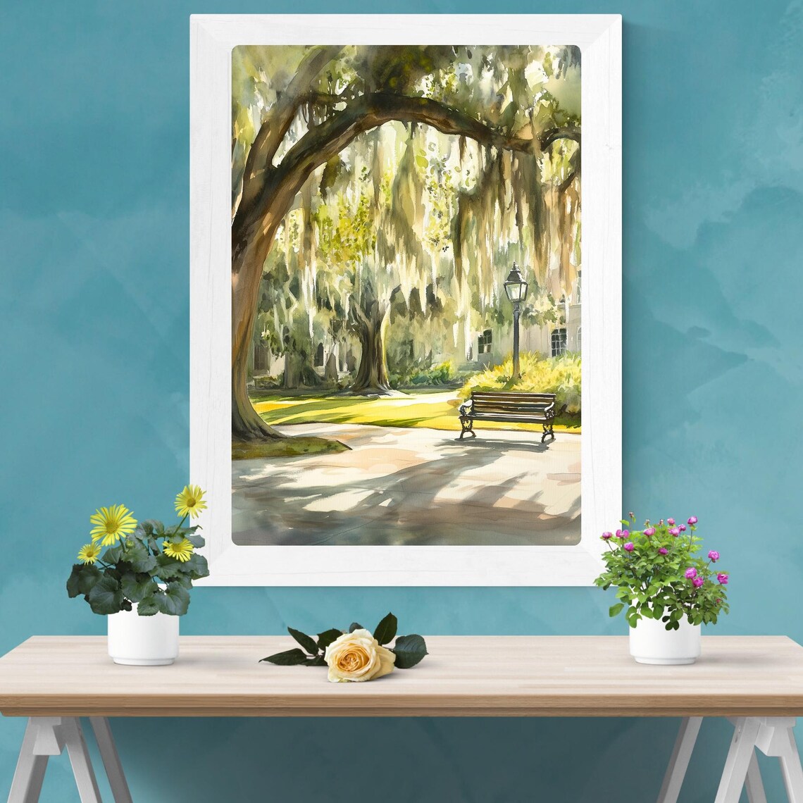 Savannah Georgia Watercolor Park Scene Art Print - Image 3