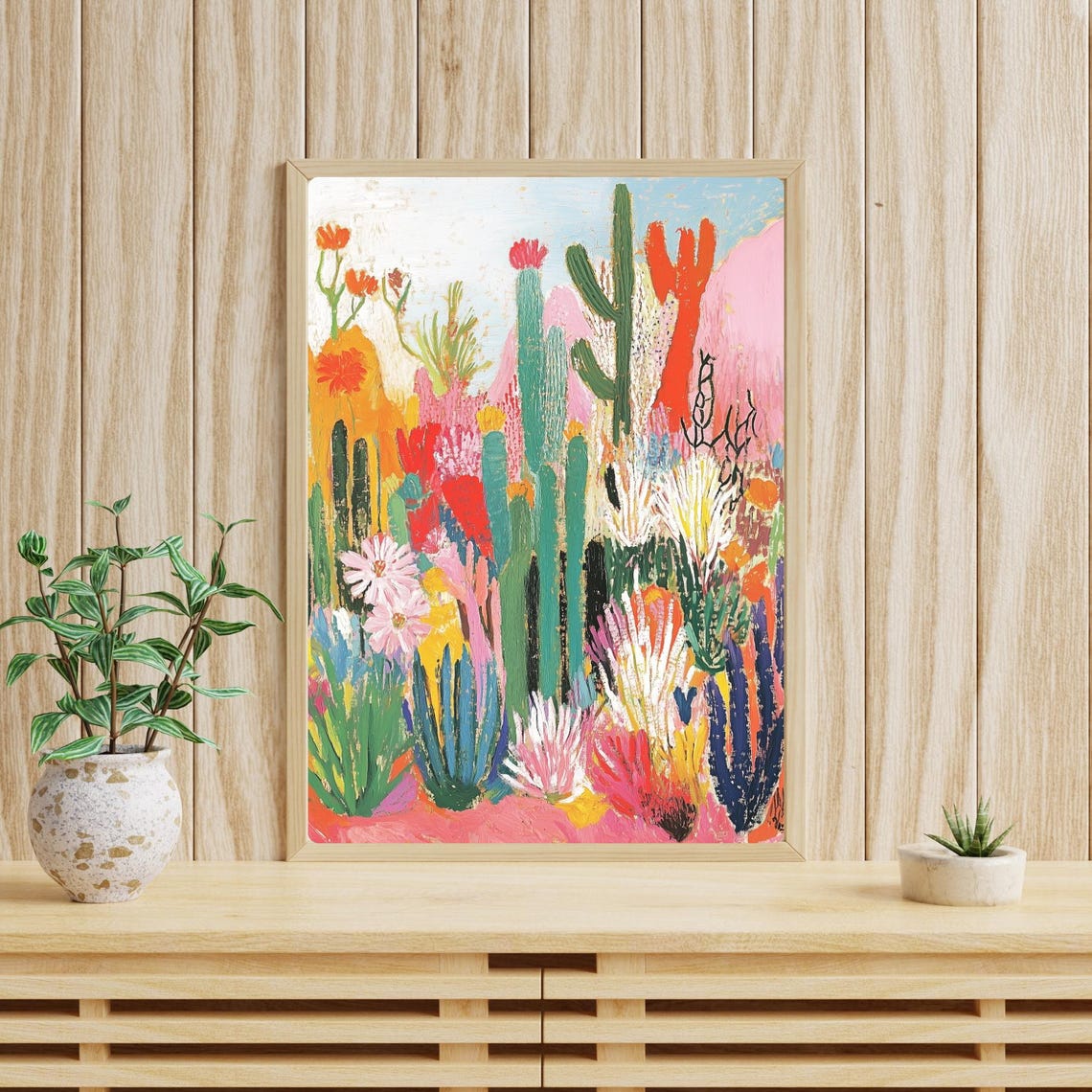 Colorful Fauvist Cactus Garden Desert Blooms Southwest Art Print - Image 4