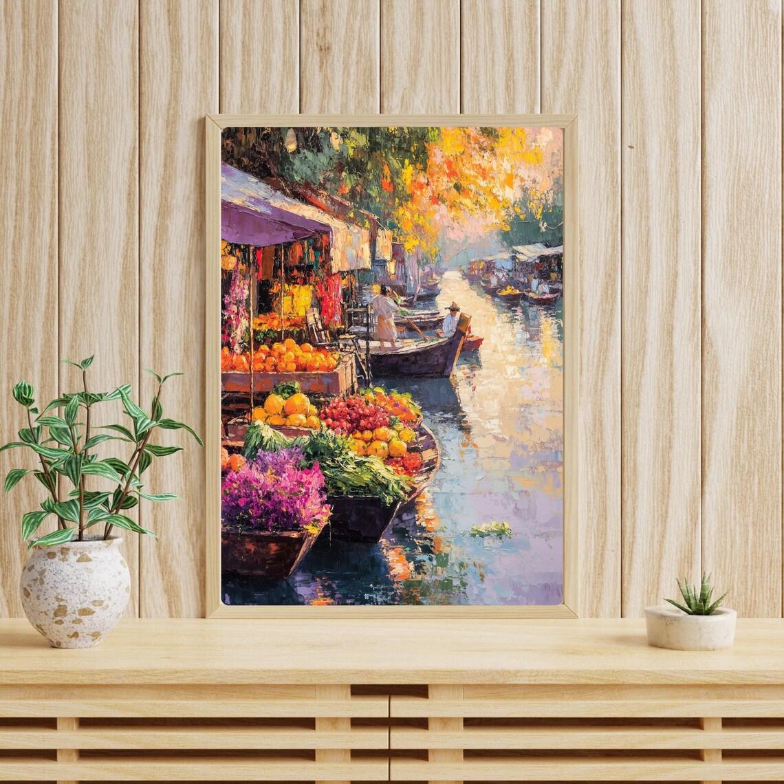 Floating Market at Dusk Fruit Boats River Lantern Glow Poster - Image 5