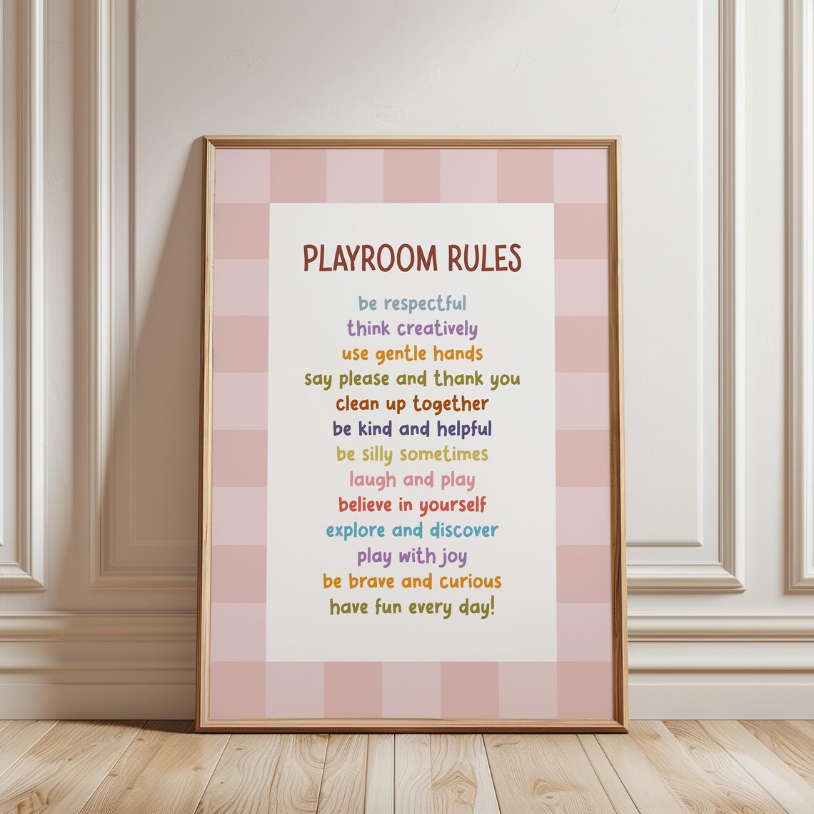 Playroom Rules Rainbow List Colorful Kids Behavior Quote Poster