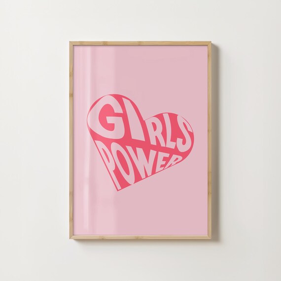 Girls Power Heart Pink Feminist Girls Room Empowering Poster