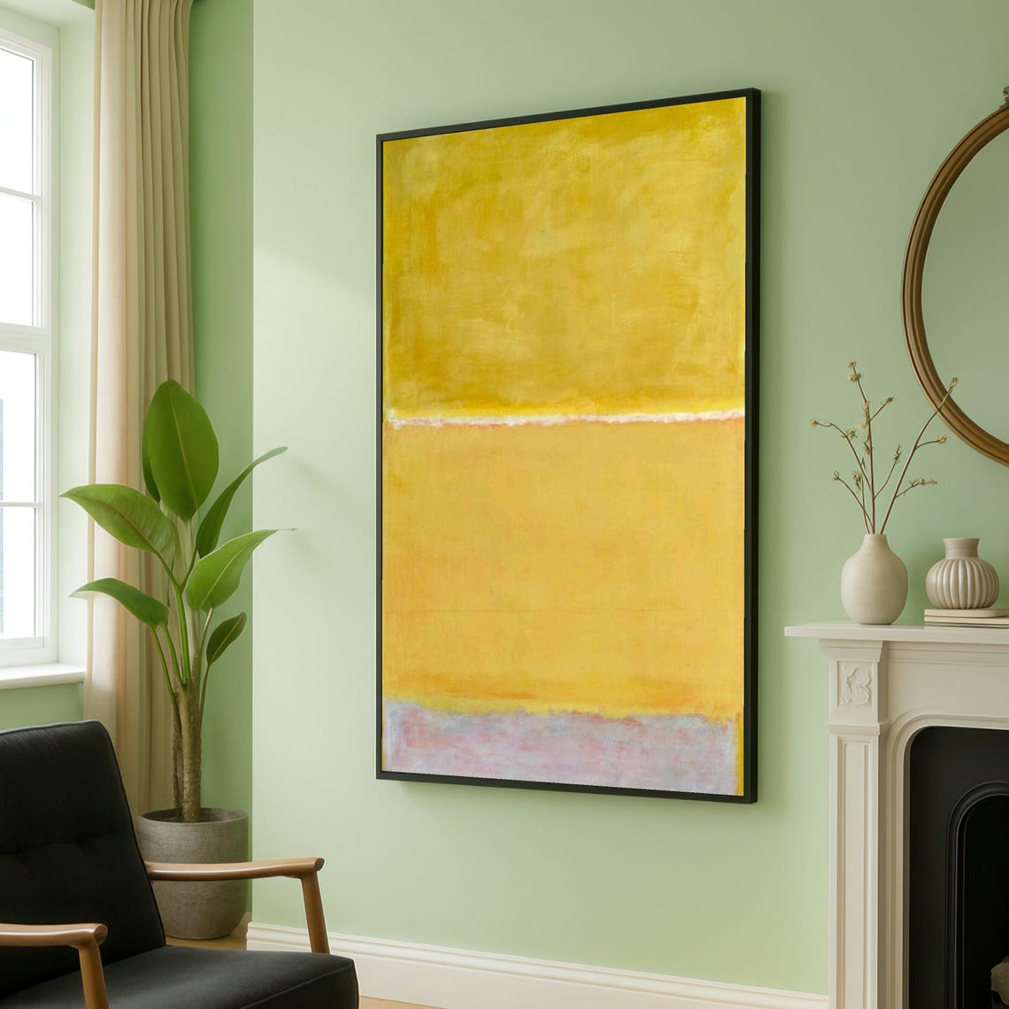 Rothko Style Abstract Color Field Golden Yellow Soft Pink Canvas Print