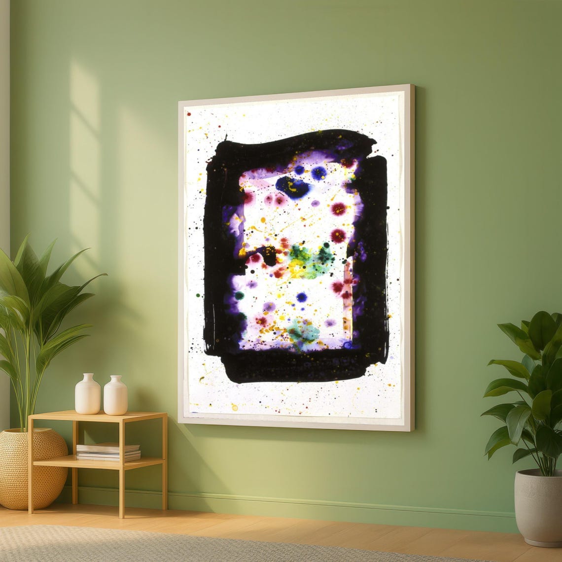Black Frame Color Burst Abstract Expressionist Splatter Poster