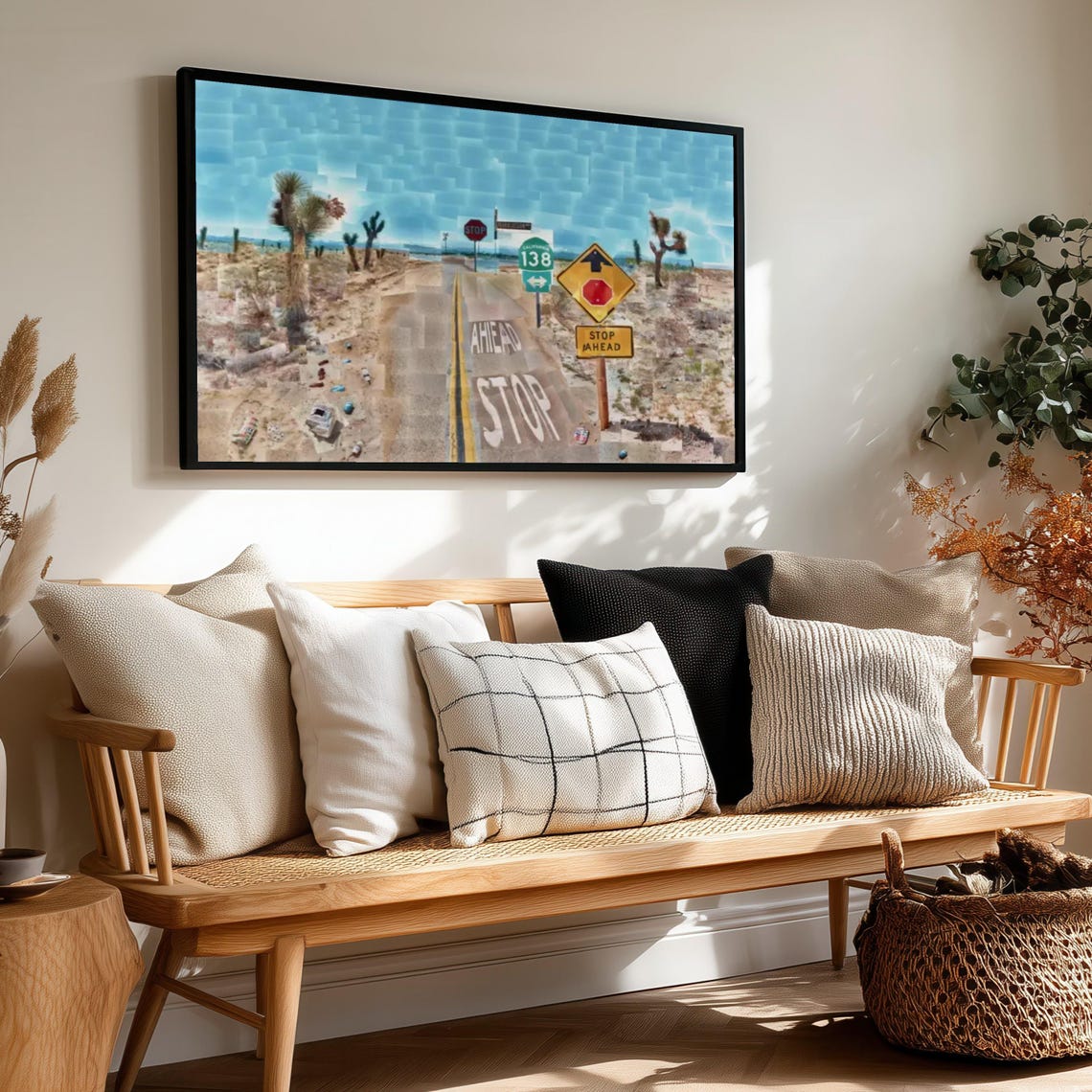 Joshua Tree Highway 138 Desert Road Stop Ahead Photo Collage Poster
