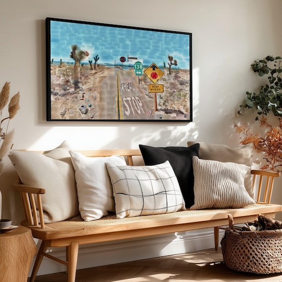 Joshua Tree Highway 138 Desert Road Stop Ahead Photo Collage Poster
