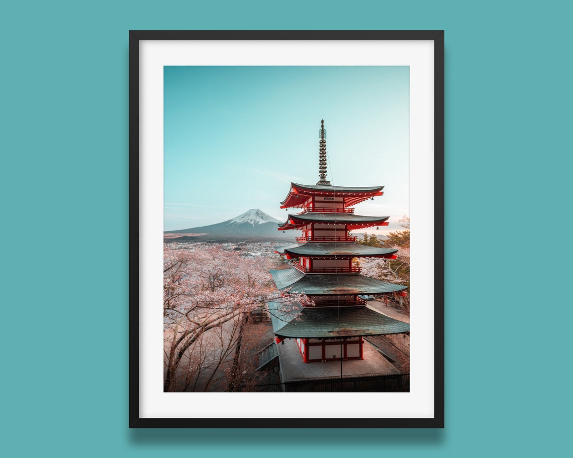Chureito Pagoda Mount Fuji Cherry Blossom Spring Japan Poster