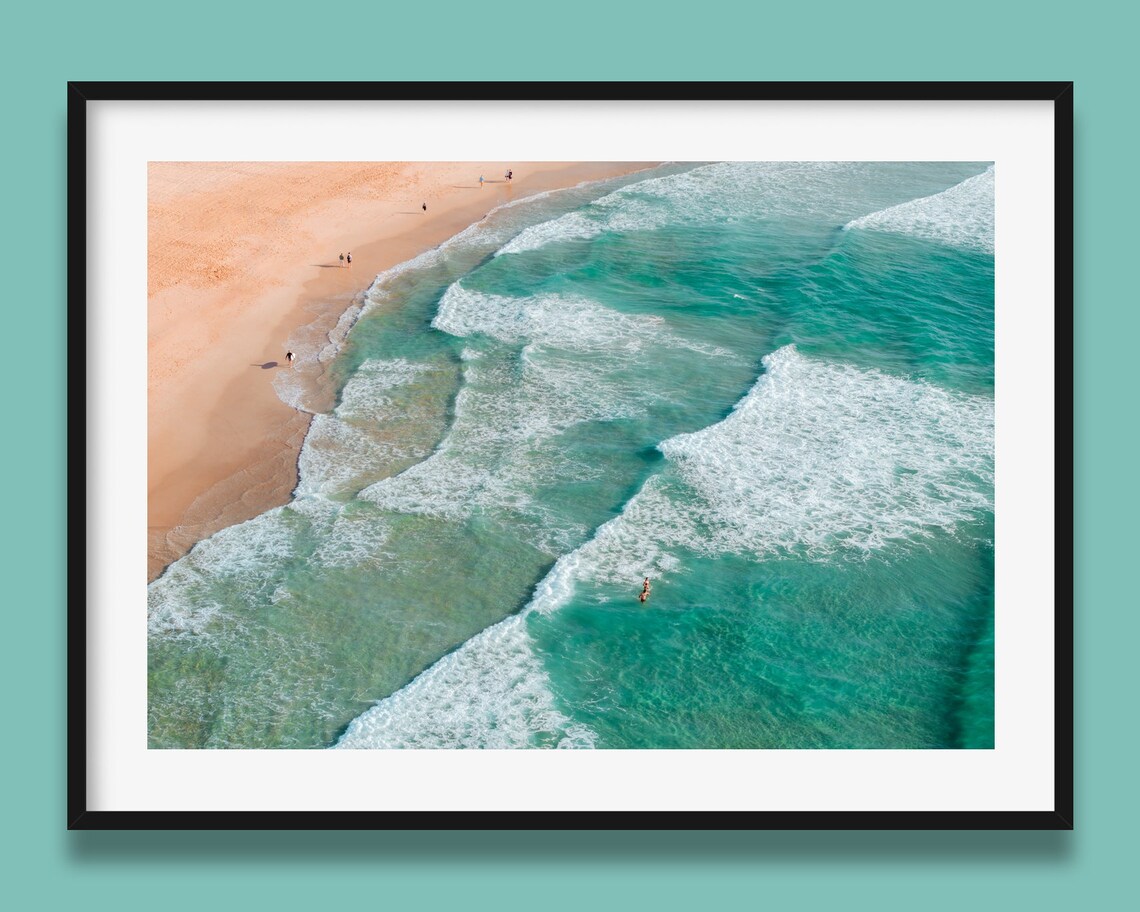 Bondi Beach Aerial Morning Waves Turquoise Surf Sydney Poster