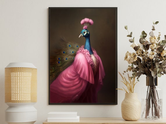 Victorian Lady Peacock, Gothic Art Poster Print