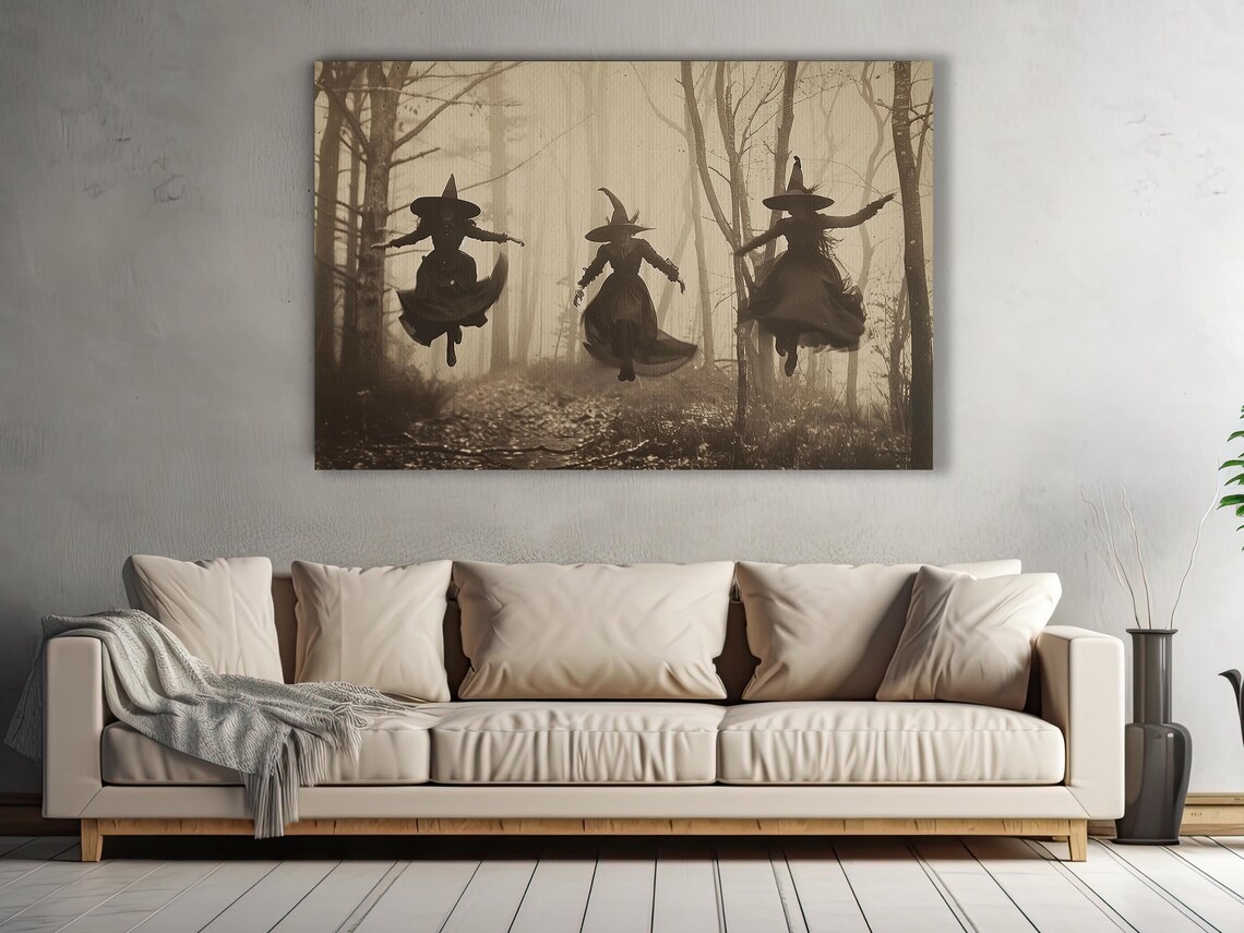 Classic Witch Flying Under Moon, Halloween Art Print - Image 2