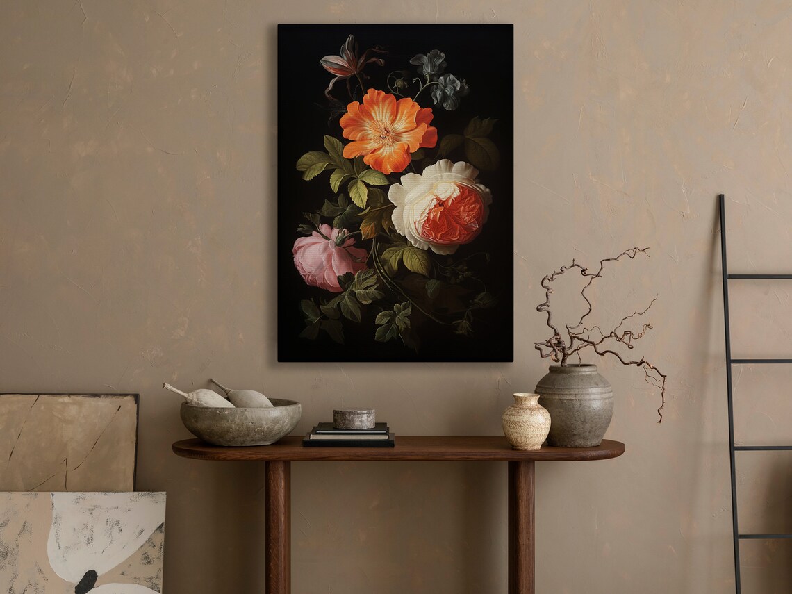 Wild Flower Still Life Painting Flower Art Print Dark Flowers Print Gothic Art Print Dark Academia Art Print Dark Flowers Poster - Image 4