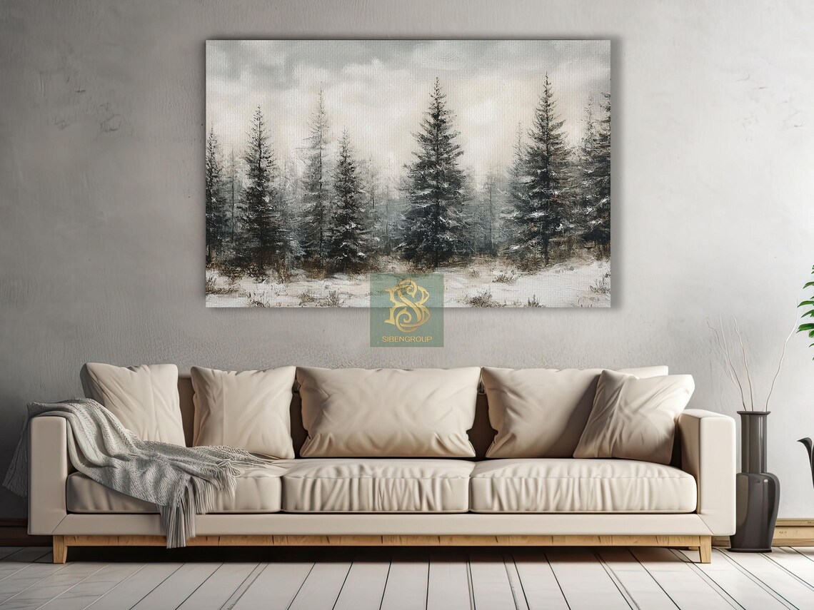 Vintage Winter Forest Poster, Cottage Winter Decor - Image 2