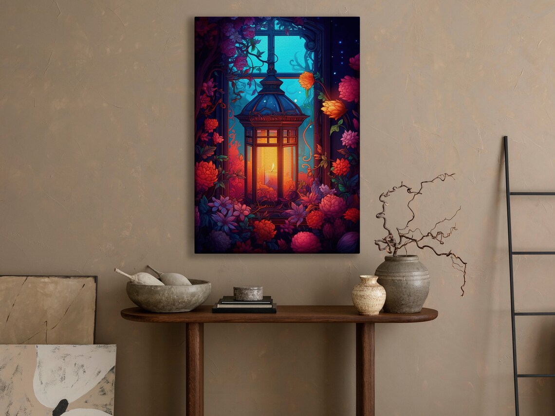 Vintage Candle Light Flowers Art Print, Gothic Decor - Image 4
