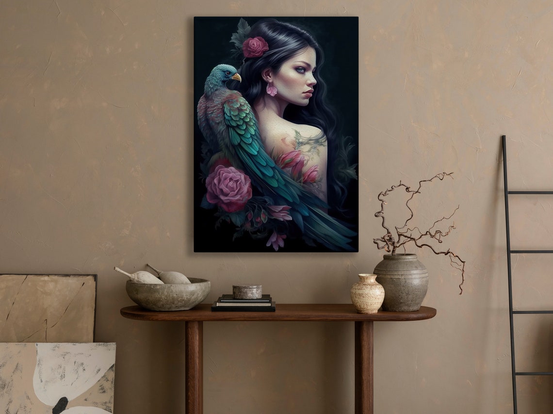 Vintage Tattoo Woman Painting Artist Woman Art Print Tattoo Print Dark Academia Art Gothic Art Print Dark Woman Poster Print - Image 4