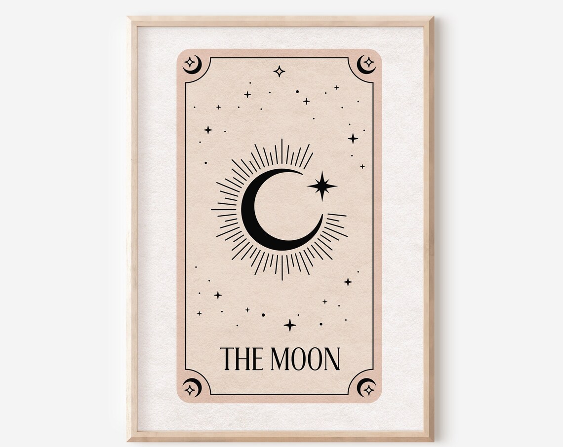 The Moon Tarot, Boho Celestial Wall Art Print