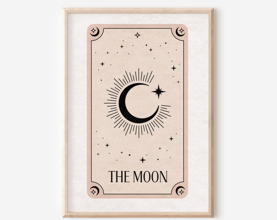 The Moon Tarot, Boho Celestial Wall Art Print