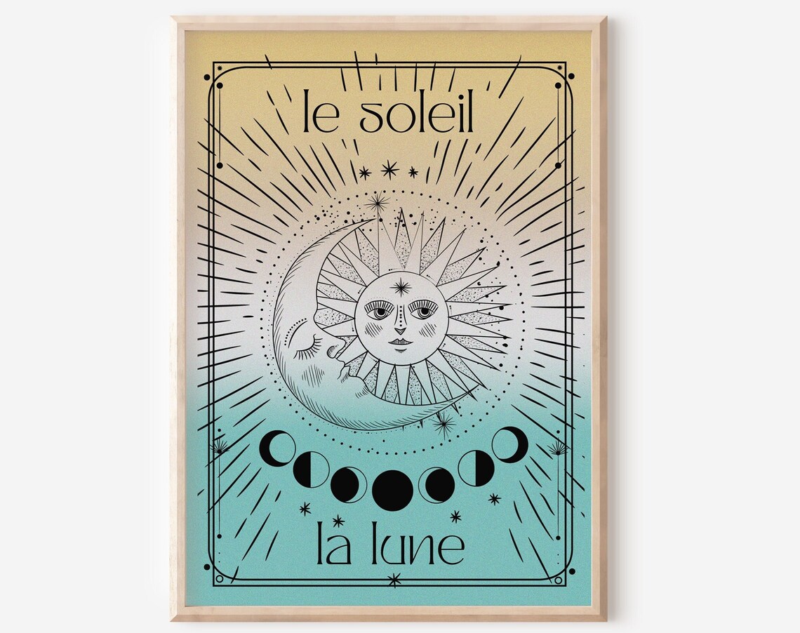 Le Soleil La Lune Tarot Style Poster Print