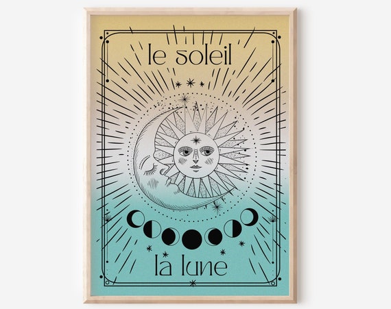 Le Soleil La Lune Tarot Style Poster Print