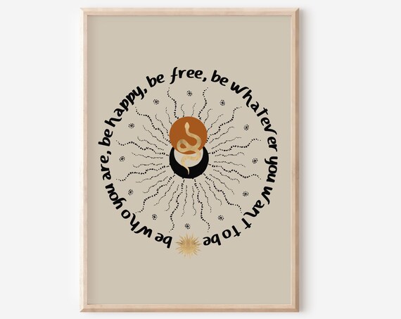 Be Happy Be Free Boho Sun Moon Quote Inspirational Circular Poster