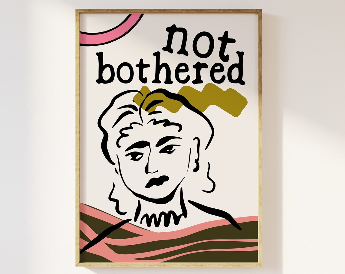 Not Bothered Abstract Woman Face Modern Sassy Line Art Print