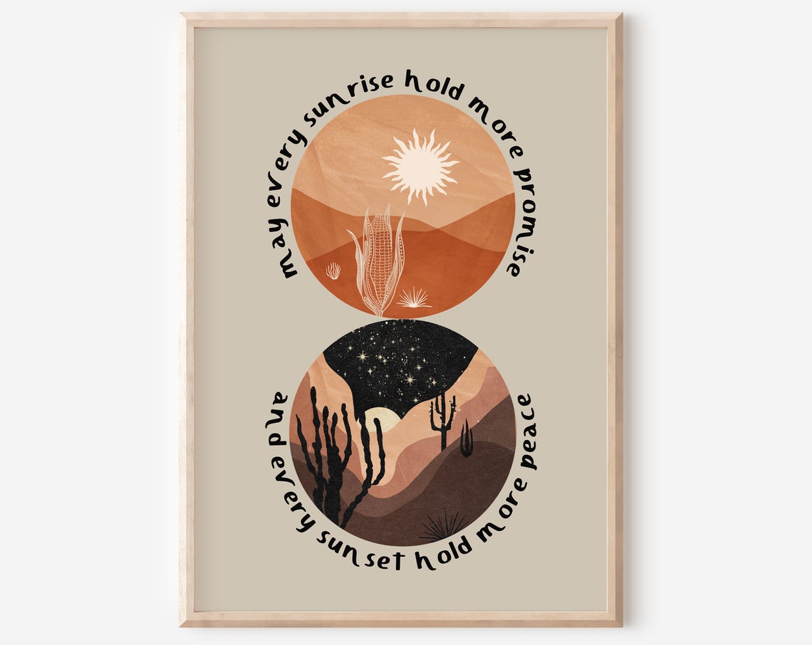 Bohemian Day and Night Abstract Print, Celestial Decor