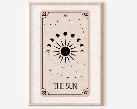 The Sun Tarot Print, Boho Celestial Poster